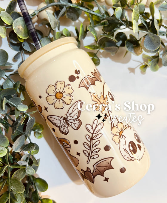 Boho Fall Glass Can