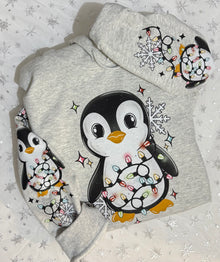  Penguin Lights LIGHT GRAY Hoodie/crewneck