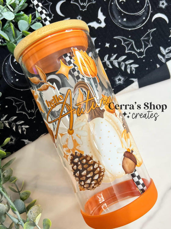 Autumn Pumpkins Glass Tumbler