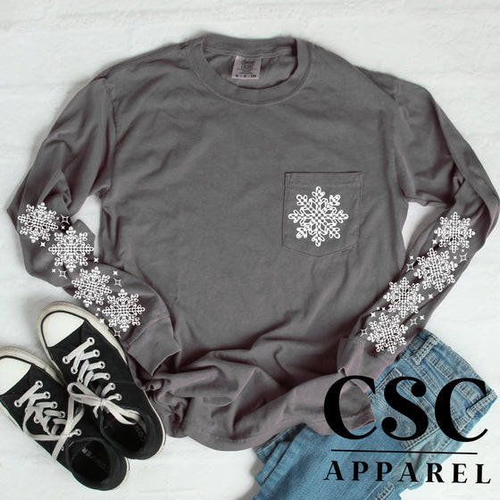 Checker snowflakes long sleeve graphic Shirt