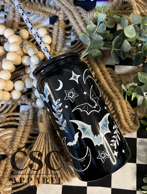 Bats and moons Glass Tumbler